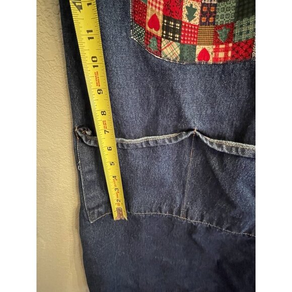 Vintage Style Denim Apron Angel Pockets Cooking Kitchen Patchwork Quilt Cotton - Picture 6 of 7